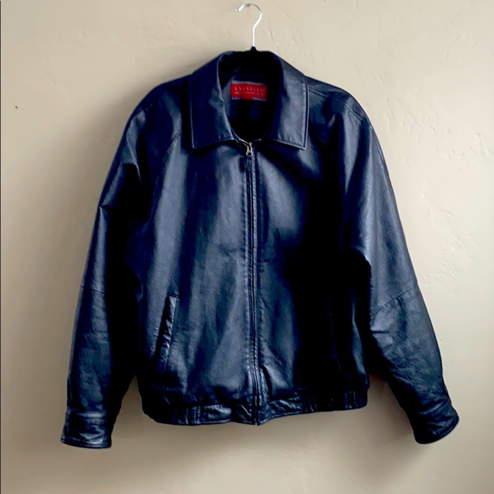 Vintage Men’s Black 100%Leather Bomber Jacket